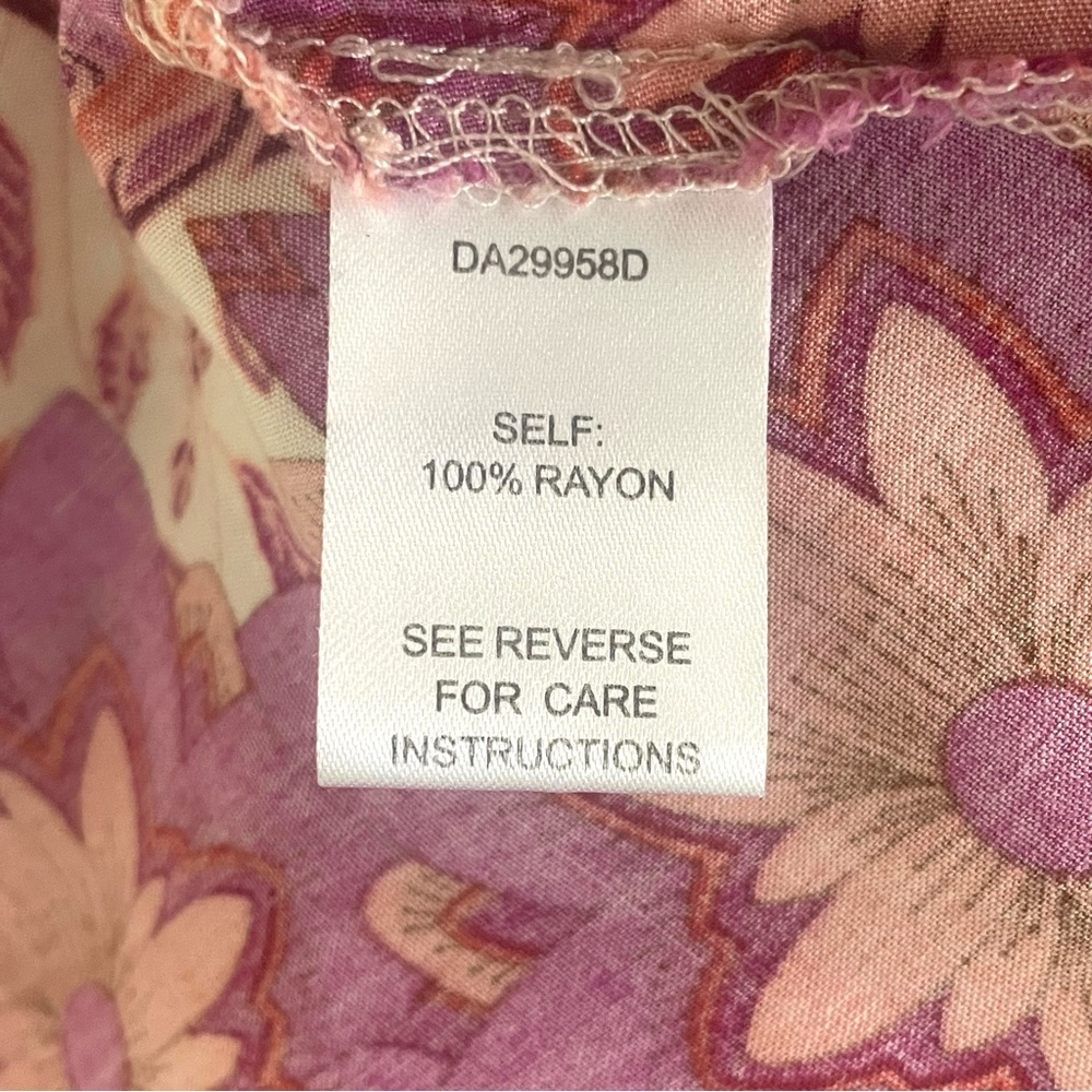 ANTHROPOLOGIE AAKAA Floral V-Neck Kimono Babydoll Mini Dress Pink Red Boho, M - Picture 10 of 17